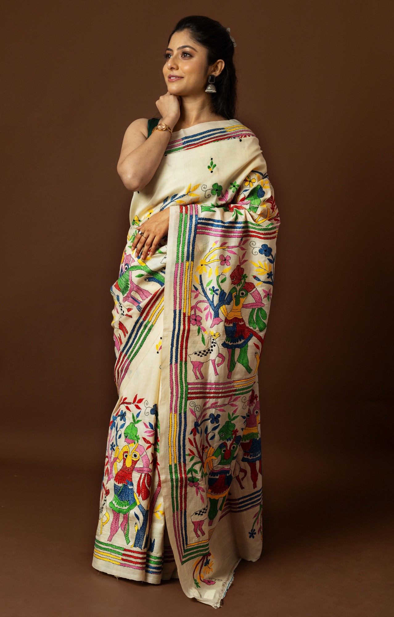 Tussar Silk Kantha Saree Thumbnail