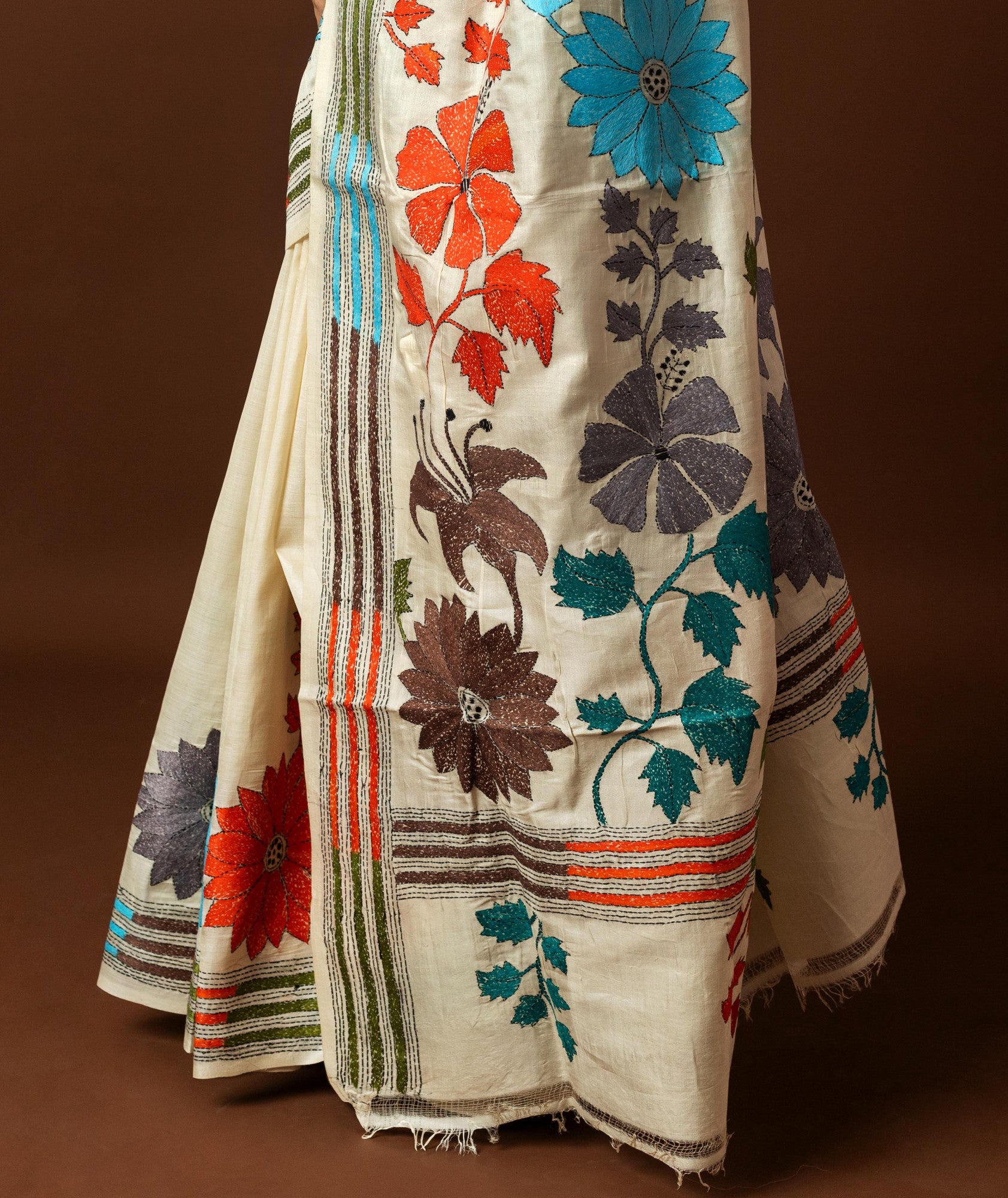 Tussar Silk Kantha Saree Thumbnail