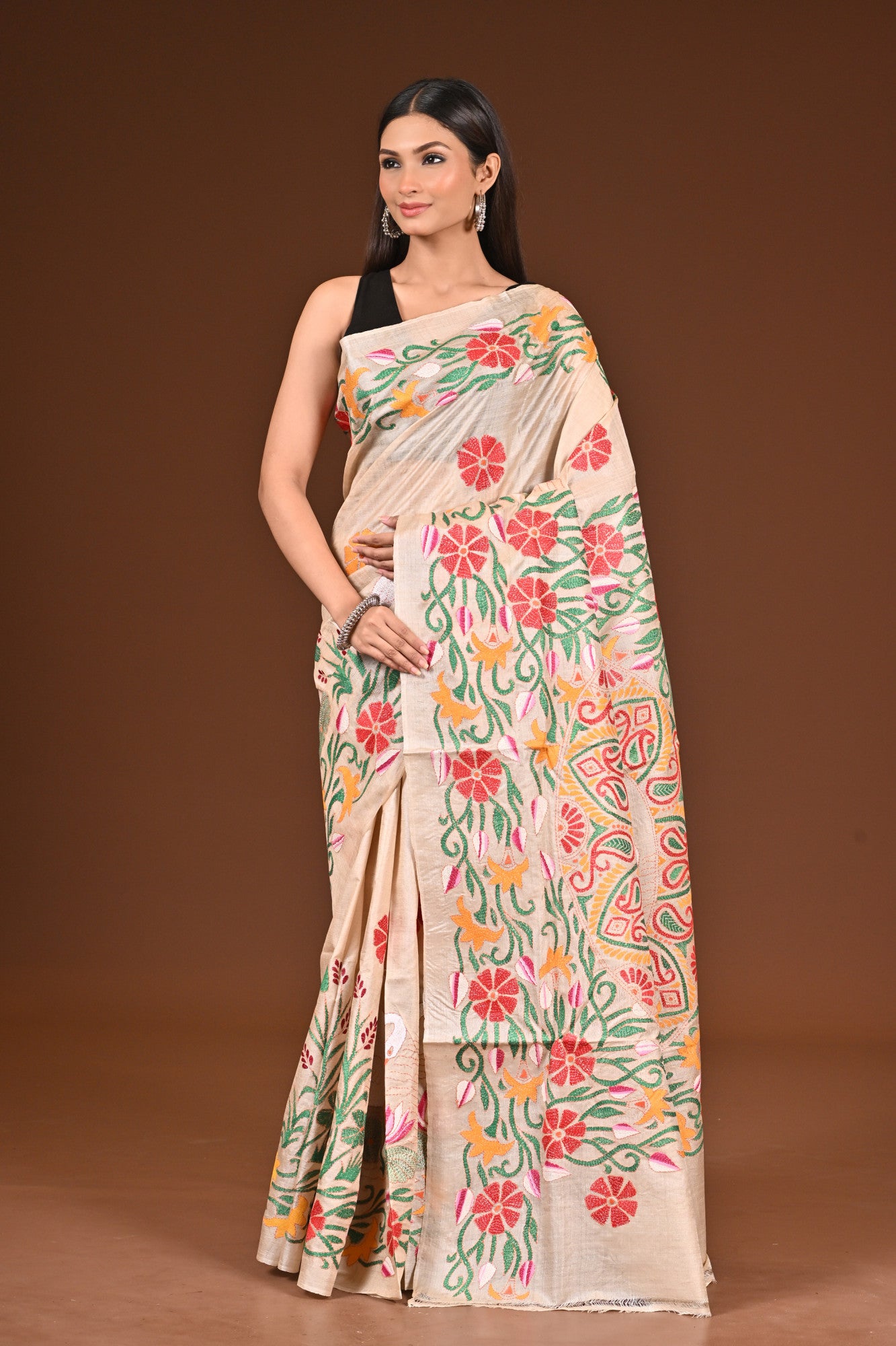 TUSSAR SILK KANTHA SAREE Thumbnail