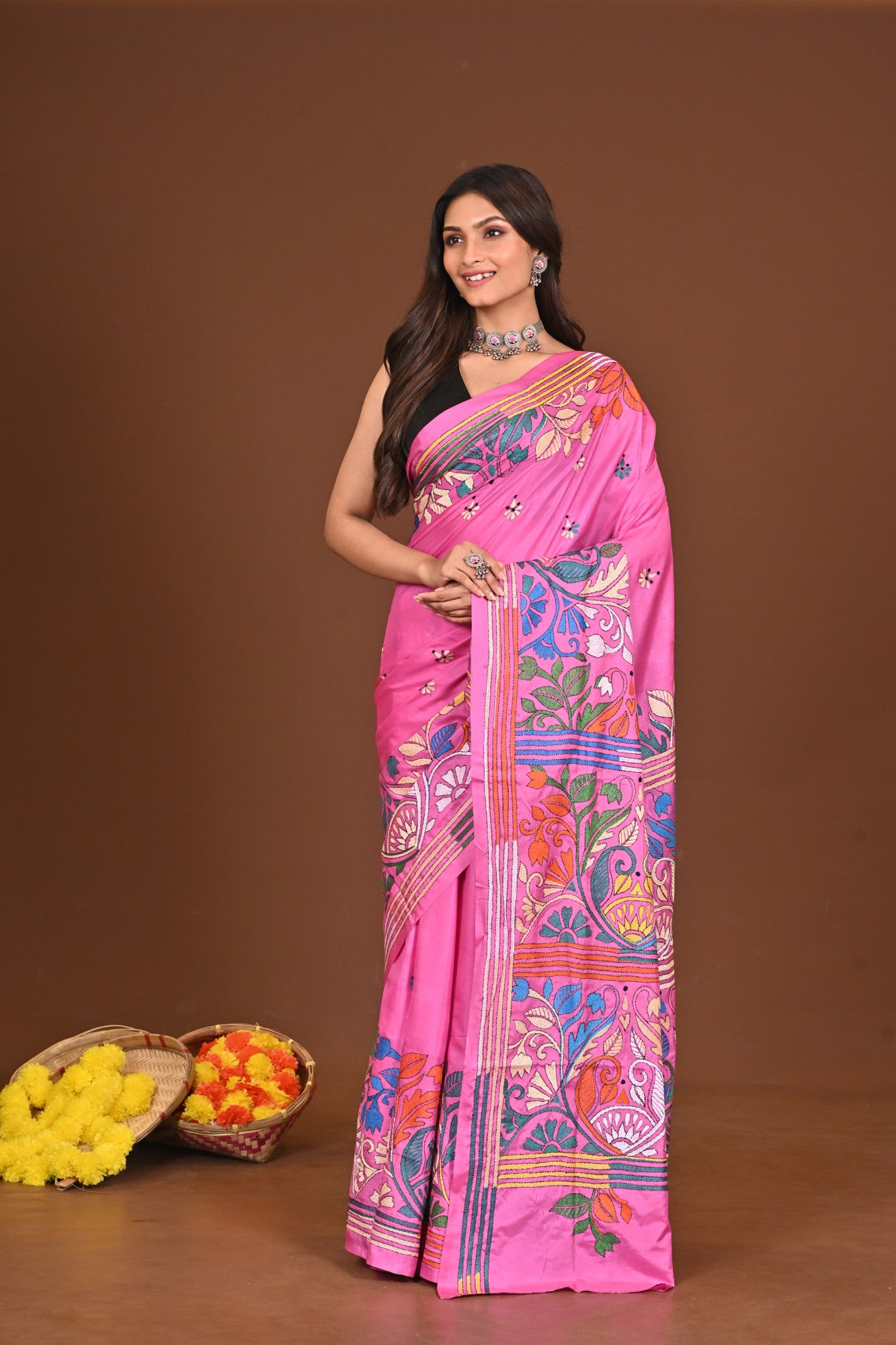 VIKASINI BLENDED SILK KANTHA SAREE Thumbnail